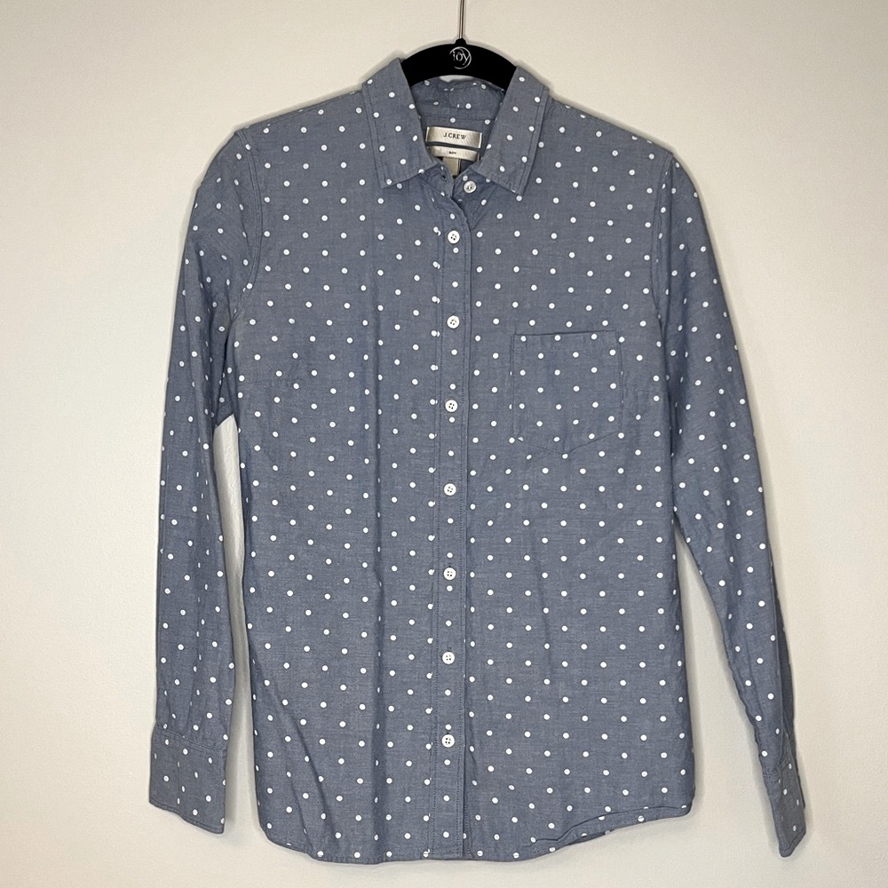 J.Crew Polka Dot Chambray Button Down Shirt